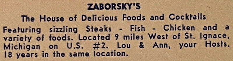 Zaborksys Restaurant - Vintage Postcard